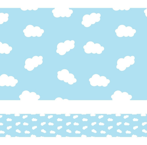 Faixa Decorativa De Parede Para Quarto De Bebê 3mx15cm Cor Nuvens Azul