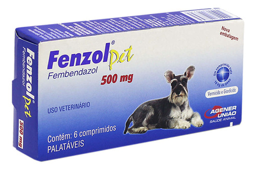 Fenzol Pet 500mg Vermífugo Cães Agener - 6 Comprimidos