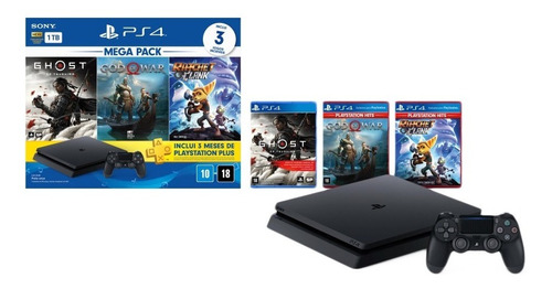 Console Playstation 4 Slim Hits Bundle V18 1tb Mega Pack