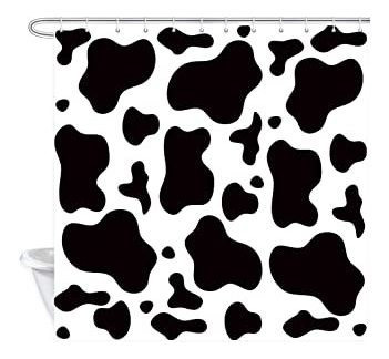 Jawo Farm - Cortina De Ducha Con Diseño De Vaca, Color Blanc