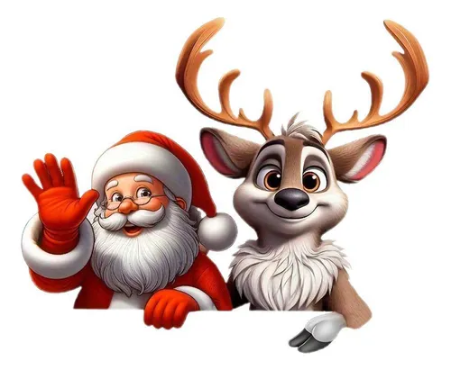Adhesivo Navideño Con Forma De Alce De Papá Noel Para La Ven