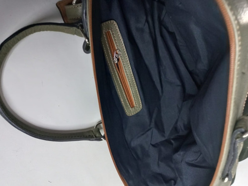 Imagen 5 de 5 de Bolso De Viaje Combinado En Gabardina Y Cuero Marca Lazo
