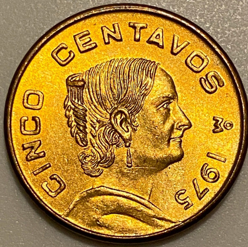 Mex12155 México 5 Centavos 1975 Error Doble Unc-bu Ayff