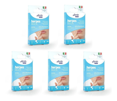 Kit 5 Herpes Block Adesivos Para Herpes Labial 100% Natural