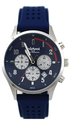 Reloj Mistral Hombre Crono Sumergible Malla Caucho Megatime