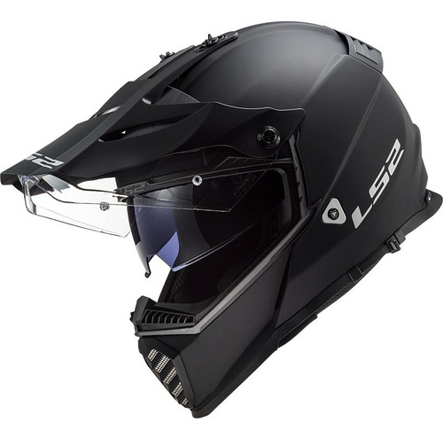 Casco Para Moto Motocross Ls2 Pioneer Mx436  Matt Black Solid Talle L 