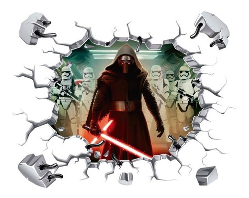 Decoración Infantil De Pared Star Wars Kylo Ren Vinil 65x55