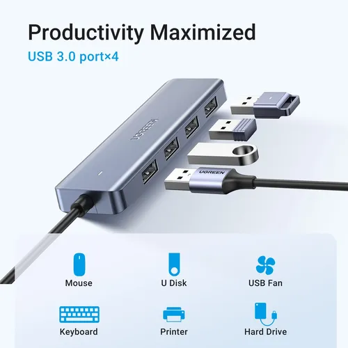 Hub Usb C Ugreen De 4 Puertos Usb 3.0 Para Portátil Macbook
