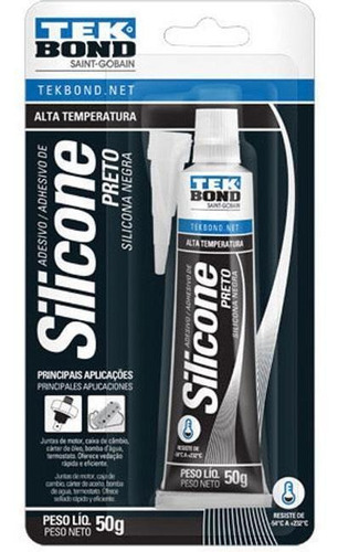 Adesivo Silicone Alta Temperatura Preto 50g Tekbond