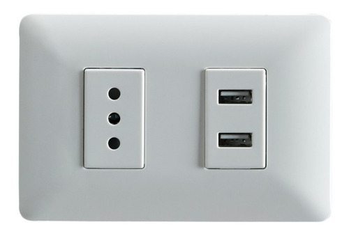 Enchufe Simple Blanco 10a 250v + 2 Tomas Usb Sec. Pack 8 Und