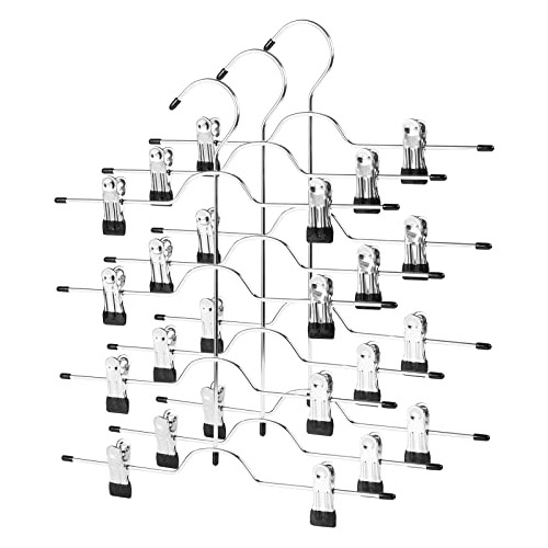 Perchas Faldas De 4 Niveles Pinzas Ajustables, Organiza...