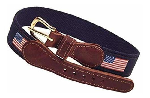 Preston American Leather Bandera Cinturón Azul 36.