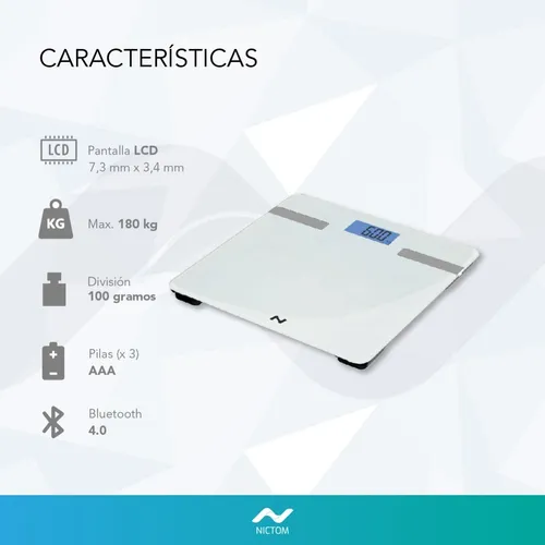 Balanza Digital Personal Nictom Bp03 Blanco Hasta 180 Kg