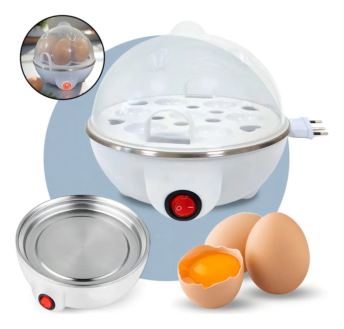 Cozedor de Ovos Elétrico Star House Portátil Para 7 Ovos Branco