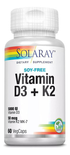 Vitamina D3 + K2 Solarey 60 Veg Cápsulas Sabor Sin Sabor