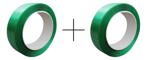 2 Rolos De  Cinta Fita De Arquear Pet Poliéster Verde 19mm