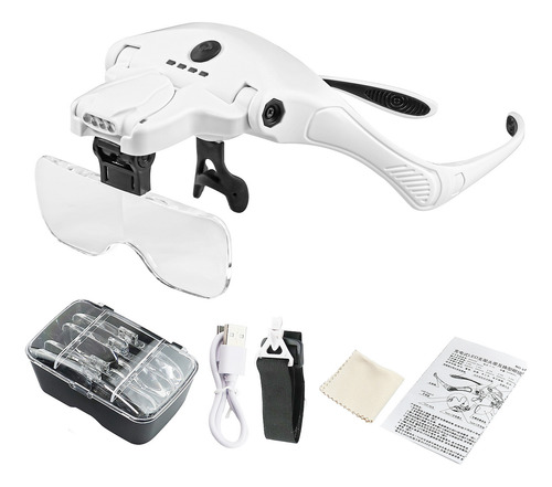 Lupa Para Diadema Iluminada Con Led, 5 Lentes Desmontables
