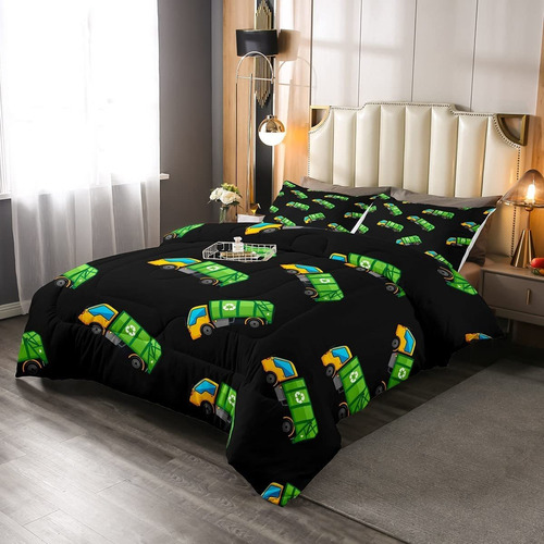 Juego De Ropa De Cama Negra Con Estampado De Juguete De...