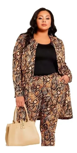 Blazer Saco Capa Ashley Stewart Snake Print Ultima Moda T 3x