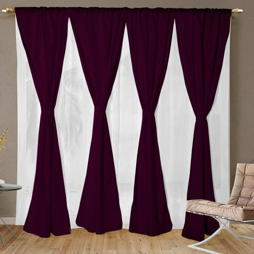 Cortinas En Tela Kit Amelia 150x210 Panama Voile Colores