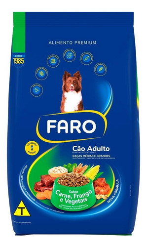 Ração Faro Cães Adulto Carne Frango Vegetais Saco 10,1kg