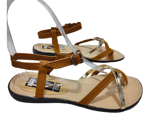 Huarache Correa Tira Dorada Ajustable Cómodo Duradero Suave