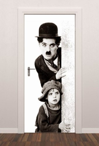 Imagem 1 de 3 de Adesivo Decorativo De Porta Charlie Chaplin Retro  Sala