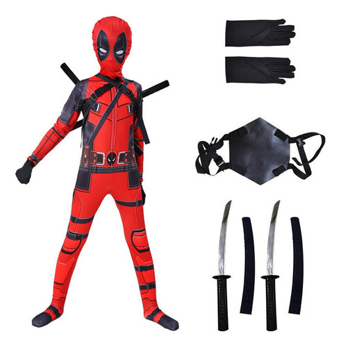 Deadpool Cos Disfraz + Mochila + Espada Para Niños Adultos24