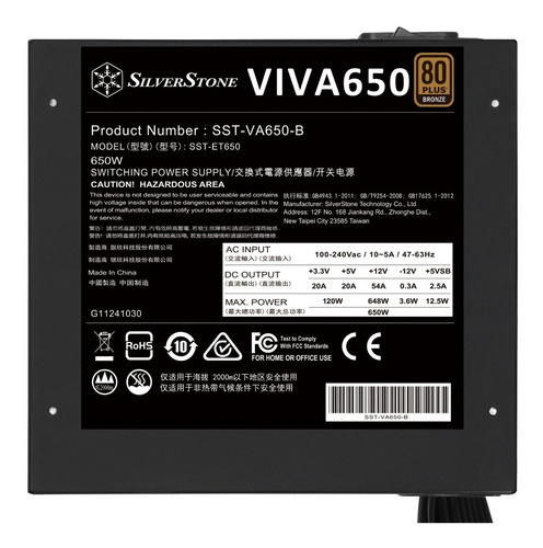 Imagen 4 de 10 de Fuente Silverstone Viva650 650w Certificada 80 Plus Bronze