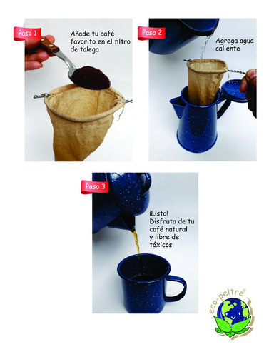 Imagen 3 de 4 de Cafetera De Peltre & Filtro De Talega 0.8 Litros