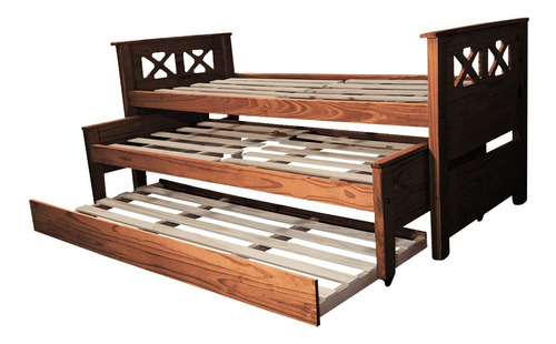 Cama Triple Nido Carro Pino 1 Plaza Madera 80x190 Cm Oferta