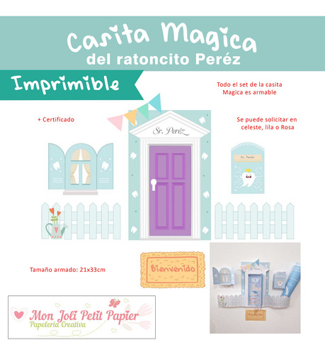 Kit Imprimible Casita Magica Armable Raton Perez - Lila