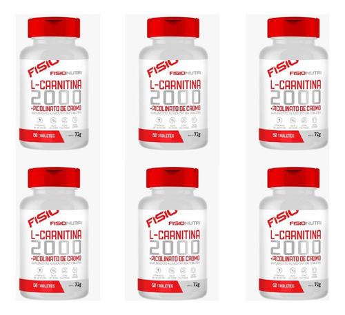 12x L-carnitina 2000mg Pote 60 Tabs - Thermo - Fisio Nutri Sabor Sem Sabor