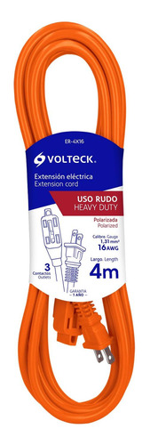 Extension Electrica De Uso Rudo 4m 2x16 Awg Volteck Er-4x16