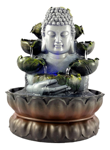 Fuente De Mesa De Buda Fengshui Cascada Patio Base Marrón