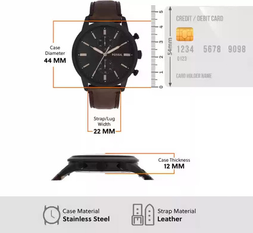 N Reloj Fossil Townsman Chrono Fs5437 Café Ngo Original
