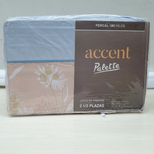 Juego Sábanas Palette Accent Percal 180h C/vivo King Size