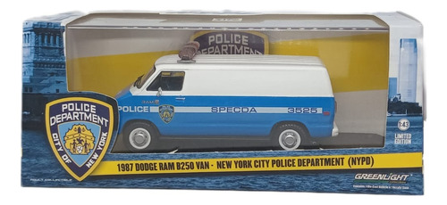 Dodge Ram B250 Van 1987 Policia Nueva York Greenlight 1/43