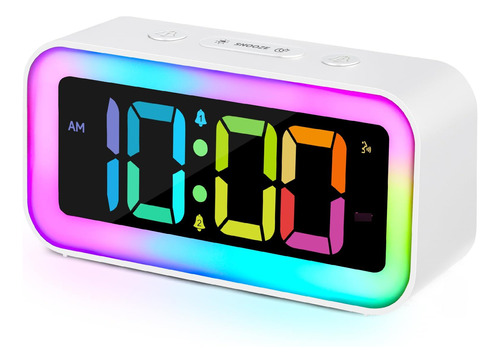 Despertador Nocturno Con Luz Rgb Alarma Dual Cargador Usb