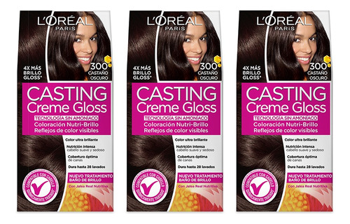 Tripack Casting Creme Gloss Tono 300 Castaño Oscuro