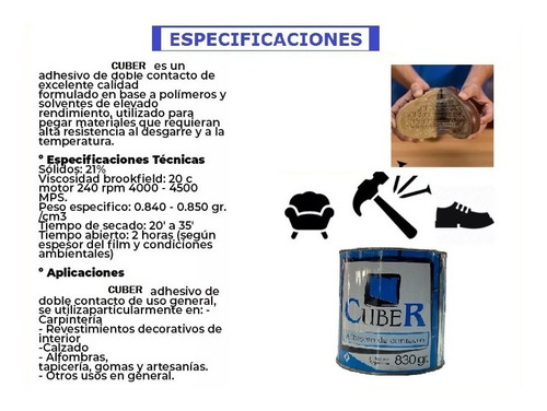Adhesivo De Contacto Cuber 830 Gramos X 12 Unidades