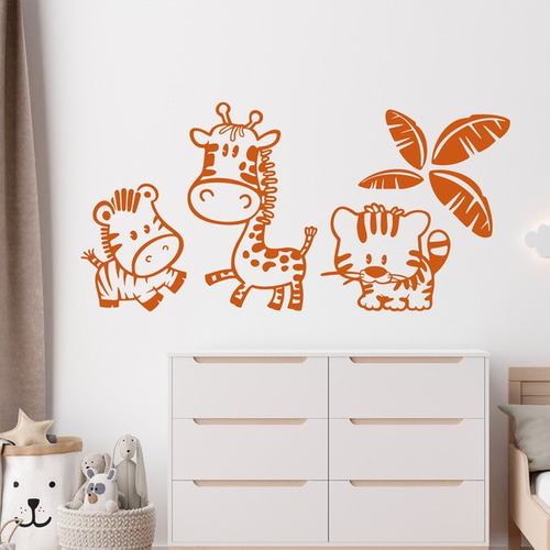 Vinilo Decorativo Adhesivo Infantil Animalitos 60 X 29 Cms