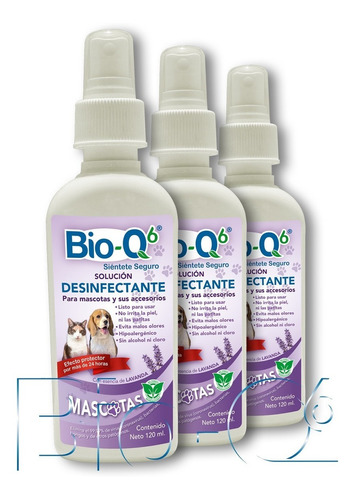 Desinfectante Con Aroma Para Mascota Bio-q6 De 120ml - 3 Pz
