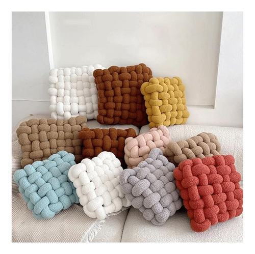 Cojín Decorativo Trenzado Cojin Cuadrado Para Silla Sofa Gris Trenzado