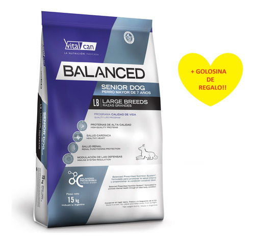 Vitalcan Balanced Senior Large Perro Grande 15k + Regalo