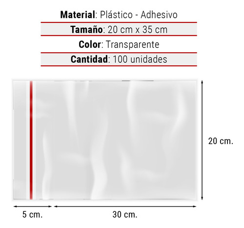 Imagen 4 de 10 de Bolsas De Celofán Adhesiva Transparente 20x30 Cm X100