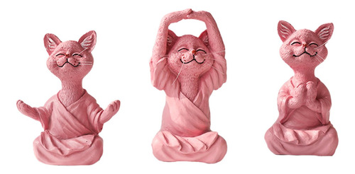 3x Figuritas De Gatos De Yoga, Decoraciones De Gatos, Arte