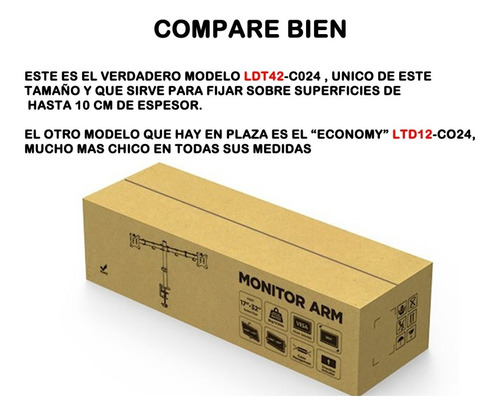 Imagen 7 de 7 de Soporte Para Dos Monitores Totalmente Movil Brateck Monitor