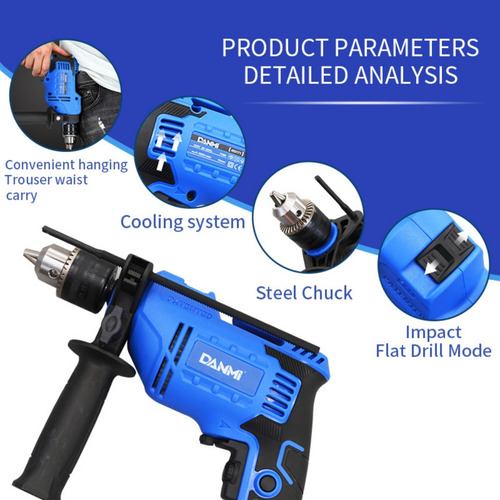 Taladro Impacto Industrial 1/2 Pulgadas 13mm 710w Danmi
