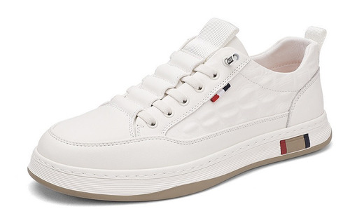 Zapatillas Skate Hombre Deportivas Piel Blancas